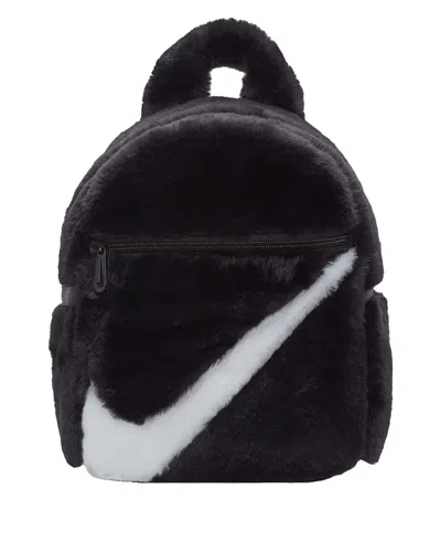 Pre-owned Nike Women's  Sportswear Futura 365 Faux Fur Mini Backpack (6l) In Black/white