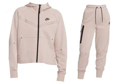 Pre-owned Nike Women's  Sportswear Tech Fleece Hoodie & Joggers Set In Diffused Taupe/black In Multi