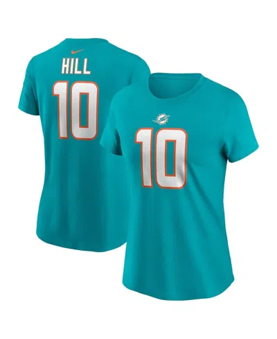 NIKE WOMEN'S NIKE TYREEK HILL AQUA MIAMI DOLPHINS PLAYER NAME AND NUMBER T-SHIRT