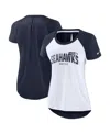 Nike Women's  White, Heather Scarlet Seattle Seahawks Back Slit Lightweight Fashion T-shirt In White,heather Scarlet