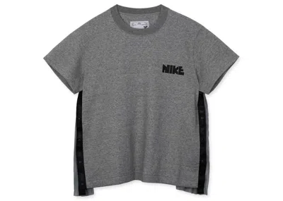Pre-owned Nike Women's  X Sacai Short Sleeve Fleece Top In Dark Grey Heather (womens)