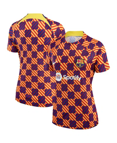 Nike Women's  Yellow Barcelona 2022/23 Pre-match Raglan Performance Top