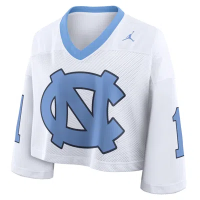 Nike Women's North Carolina Logo Jordan Brand Dri-fit College Cropped Jersey In White