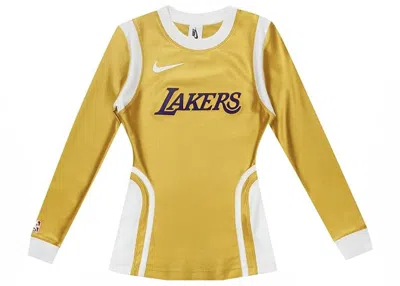 Pre-owned Nike Women's Nrg Lr Los Angeles Lakers Long Sleeve Tee Shirt In Yellow