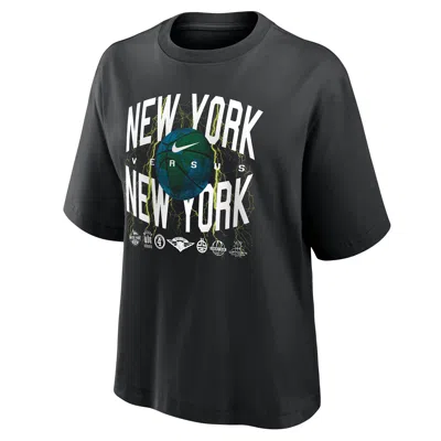 Nike Women's "ny Vs. Ny" Basketball Boxy T-shirt In Black