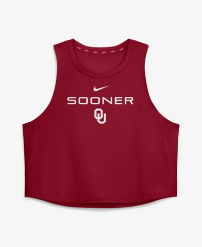 Nike Women's Oklahoma Sooners One Slim-fit Cropped Tank Top In Crimson