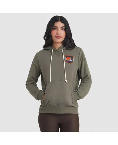 Nike Women's Olive Cleveland Browns 2025 Salute To Service Sideline Standard Issue Dri-fit Hoodie In Green
