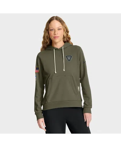 Nike Women's Olive Las Vegas Raiders 2025 Salute To Service Sideline Standard Issue Dri-fit Hoodie In Green