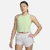 Nike Women's Solid One Classic Dri-fit Cropped Tank Top In Vapor Green,black