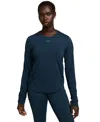 Nike Women's One Classic Dri-fit Long-sleeve Top In Armory Navy,black