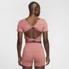 Nike Women's One Classic Dri-fit Short-sleeve Cropped Twist Top In Pink