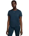 Nike Women's One Classic Dri-fit Short-sleeve Top In Armory Navy,black