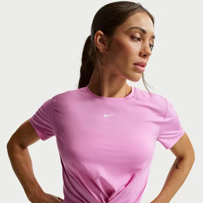 Nike One Classic Dri-fit Twist Front Top In Pink