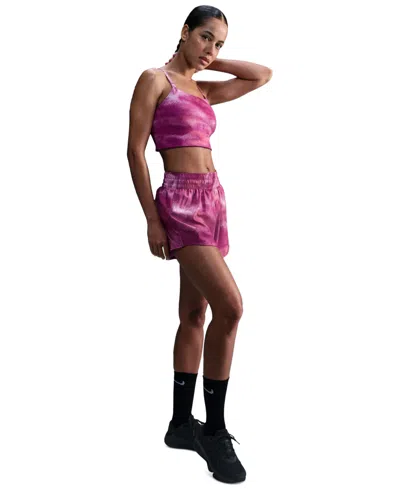 Nike Women's One Convertible Light-support Longline Printed Sports Bra In Pink