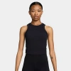 Nike One Fitted Dri-fit Cropped Tank Top In Black/black