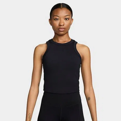 Nike One Fitted Dri-fit Cropped Tank Top In Black