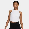 Nike One Fitted Dri-fit Cropped Tank Top In White/black