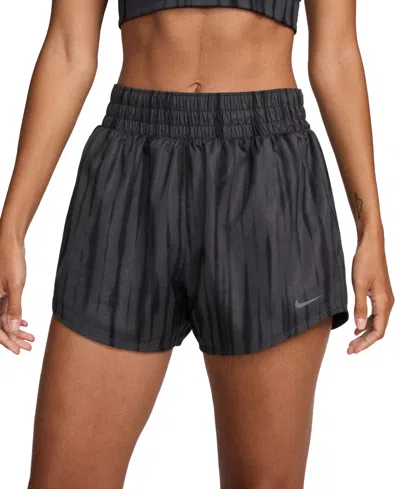 Nike Women's One Dri-fit High-waist Brief-lined Printed Shorts In Anthracite,black