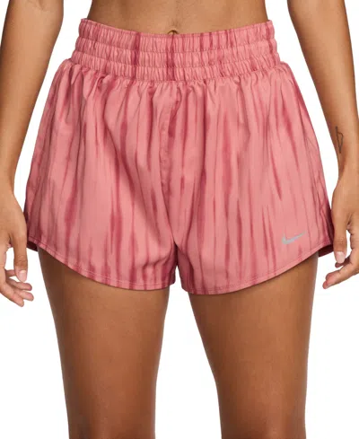 Nike Women's One Dri-fit High-waist Brief-lined Printed Shorts In Canyon Pink,black