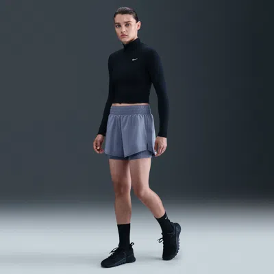 Nike Women's One Dri-fit High-waisted 3" 2-in-1 Shorts In Blue
