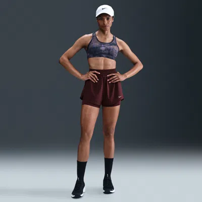 Nike Women's One Dri-fit High-waisted 3" 2-in-1 Shorts In Burgundy