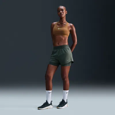 Nike Women's One Dri-fit High-waisted 3" 2-in-1 Shorts In Green