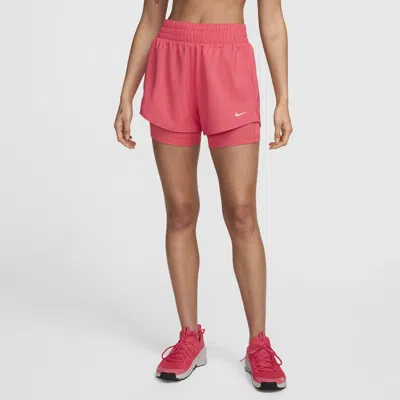 Nike Women's One Dri-fit High-waisted 3" 2-in-1 Shorts In Aster Pink