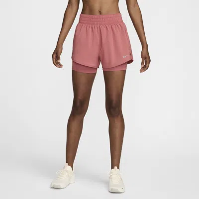 Nike Women's One Dri-fit High-waisted 3" 2-in-1 Shorts In Canyon Pink