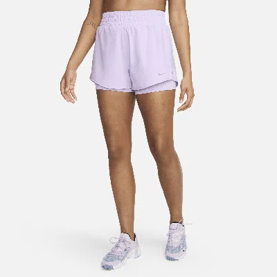 Nike Women's One Dri-fit High-waisted 3" 2-in-1 Shorts In Lilac Bloom