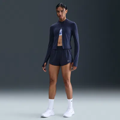 Nike Women's One Dri-fit Mid-rise 3" Brief-lined Shorts In Blue