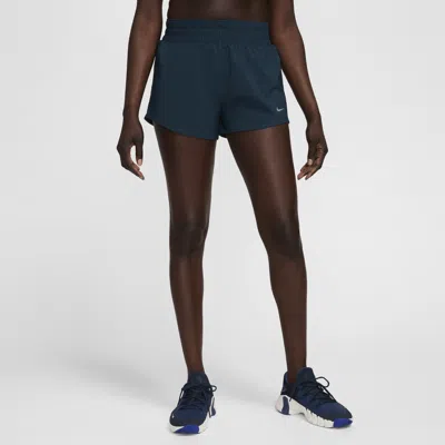 Nike Women's One Dri-fit Mid-rise 3" Brief-lined Shorts In Armrnv/refsil