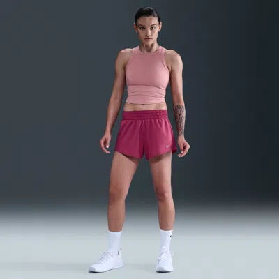 Nike Women's One Dri-fit Mid-rise 3" Brief-lined Shorts In Pink