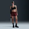 Nike Women's One Dri-fit Mid-rise 3" Brief-lined Shorts In Dark Team Red/silver