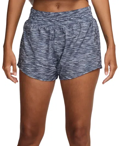 Nike Women's One Dri-fit Mid Rise Brief-lined Printed Shorts In Black