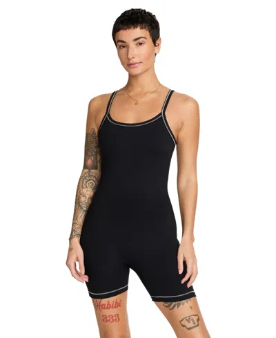 Nike Women's One Dri-fit Short Bodysuit In Black,lt Orewood Brn,cool Grey