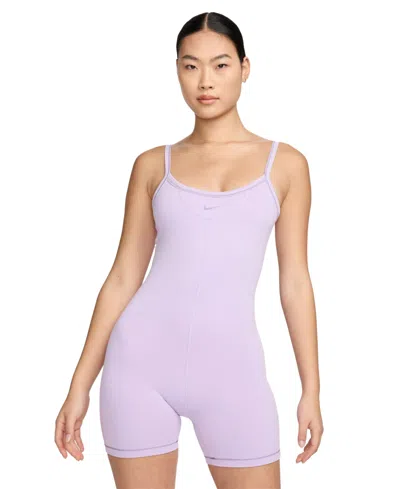 Nike Women's One Dri-fit Short Bodysuit In Lilac Bloom,daybreak,white