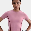 Nike Women's One Fitted Dri-fit Short-sleeve Top In Elemental Pink/dark Team Red/black 