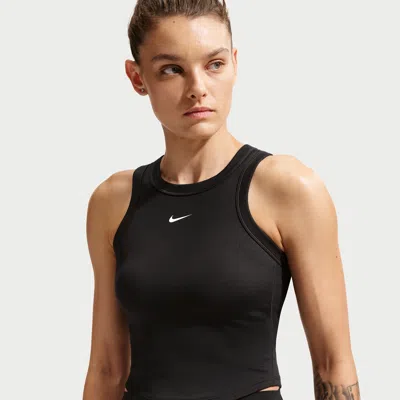 Nike Women's One Fitted Dri-fit Cropped Tank Top In Black