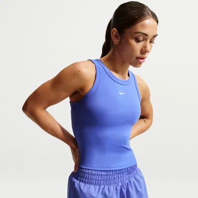 Nike Women's One Fitted Dri-fit Cropped Tank Top In Blue