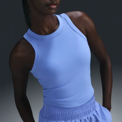 Nike Women's One Fitted Dri-fit Cropped Tank Top In Blue