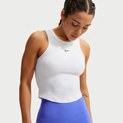 Nike Women's One Fitted Dri-fit Cropped Tank Top In White