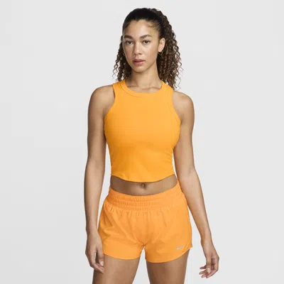 Nike Women's One Fitted Dri-fit Cropped Tank Top In Yellow