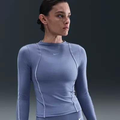 Nike Women's One Fitted Dri-fit Long-sleeve Top In Blue