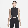 Nike Women's One Fitted Dri-fit Mock-neck Cropped Tank Top In Black
