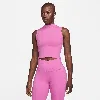 Nike Women's One Fitted Dri-fit Mock-neck Cropped Tank Top In Red
