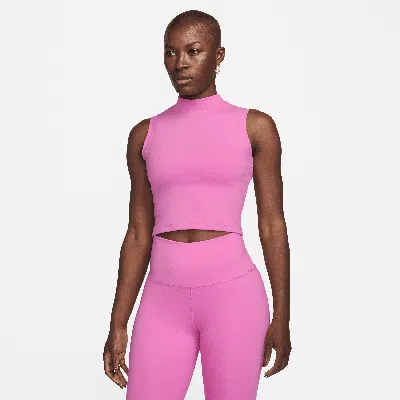 Nike Women's One Fitted Dri-fit Mock-neck Cropped Tank Top In Red