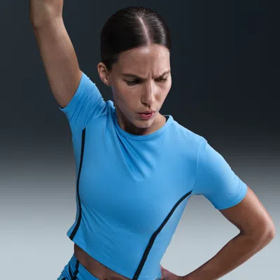 Nike Women's One Fitted Dri-fit Short-sleeve Top In University Blue/armory Navy/black 
