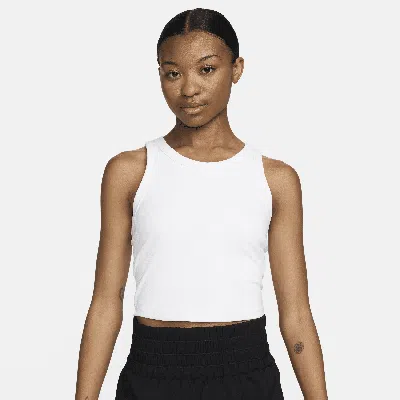 Nike Women's One Fitted Dri-fit Strappy Cropped Tank Top In White