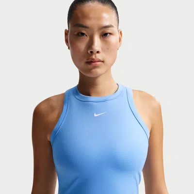 Nike Women's One Fitted Dri-fit Cropped Tank Top In Blue