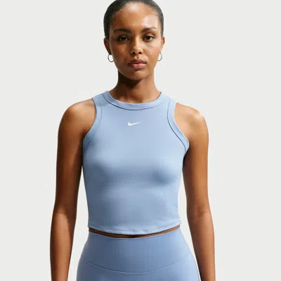 Nike Women's One Fitted Dri-fit Cropped Tank Top In Blue